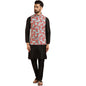 SOJANYA (Since 1958 Men's Silk Blend Black Kurta Pyjama & Sae Green Print Nehrujacket Combo