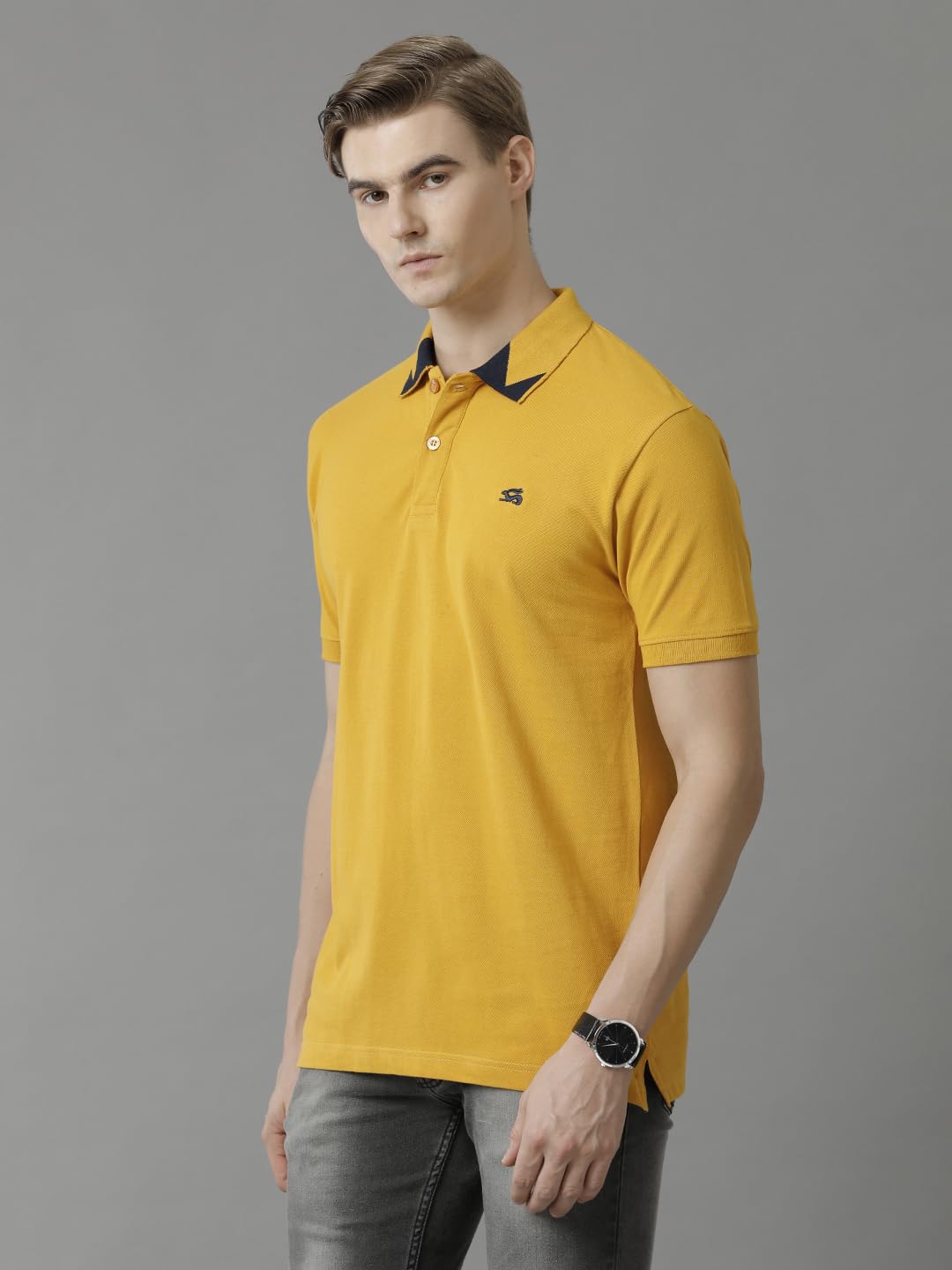 ADRO Premium Cotton Polo for Men (P23-H-PLN_Mustard)