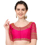 Pujia Mills WomenS Silk Embroidery Sequin Stone Work Readymade Saree Blouse