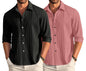 Macsivo Combo Of MenS Casual Button Down Shirts Long Sleeve Linen Shirt Fashion Textured Beach Summer Shirt Pack Of 2