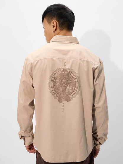 The Souled Store The Mythical Archer Men and Boys Long Sleeve Collared Neck Button Down Linen Relaxed Fit Check Shirts Beige