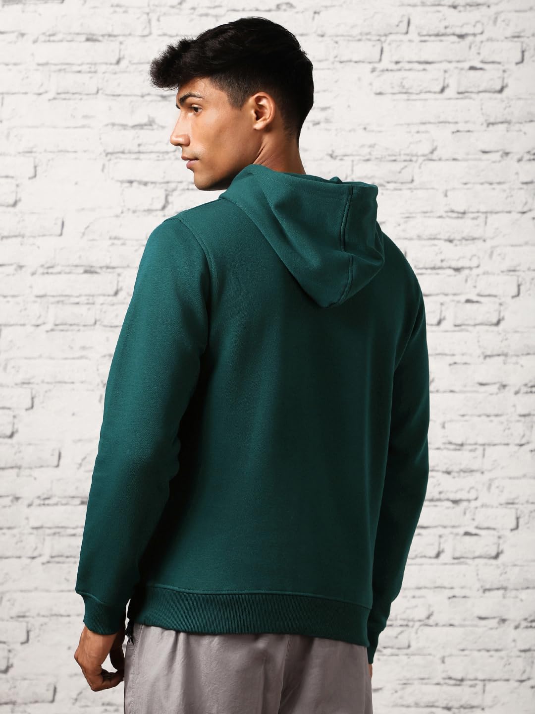 Nobero Elegant Unisex Verdigris Blue Cotton Solid Plain Hoody Sports Winter Gym Workout Running Travel Trekking Hooded Sweatshir