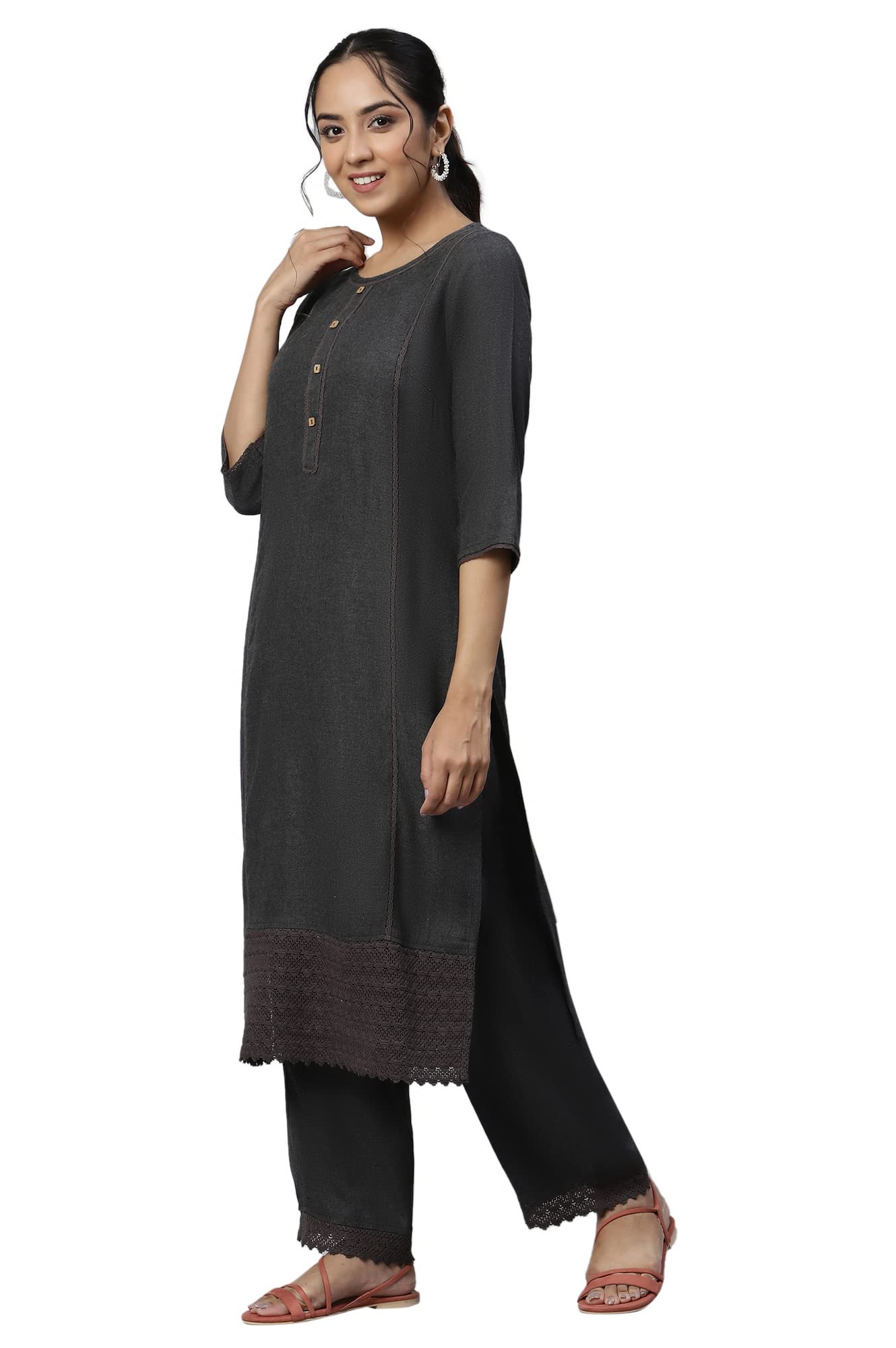 Aurelia Women's Solid Viscose Kurta Set with Palazzos