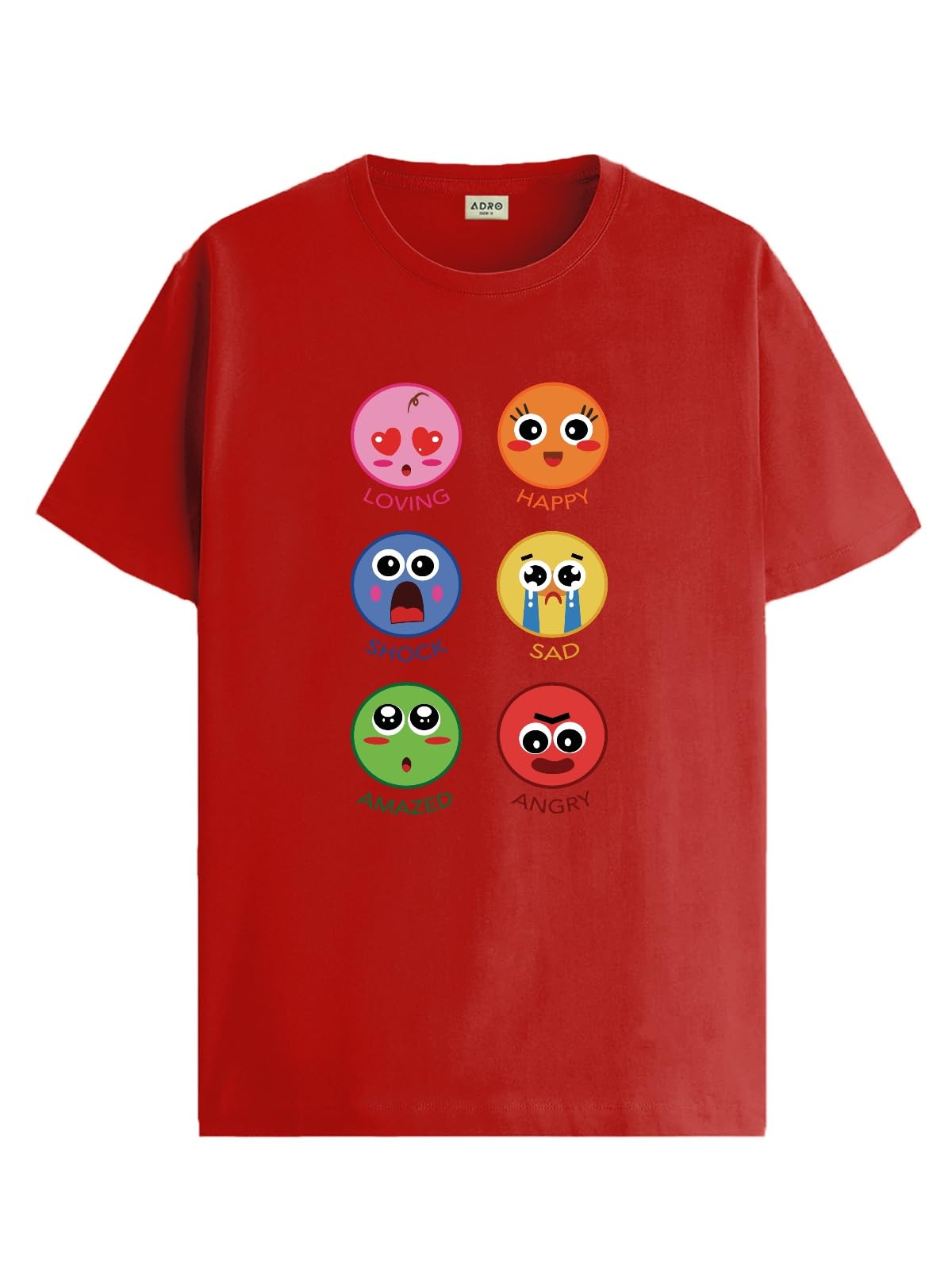 ADRO T Shirts for Boys & Girls || Emotions of Smiley Printed T-Shirt || Ages 3-14 || 100% Cotton Round Neck Tshirt for Boys & Gi