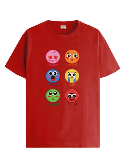 ADRO T Shirts for Boys & Girls || Emotions of Smiley Printed T-Shirt || Ages 3-14 || 100% Cotton Round Neck Tshirt for Boys & Gi