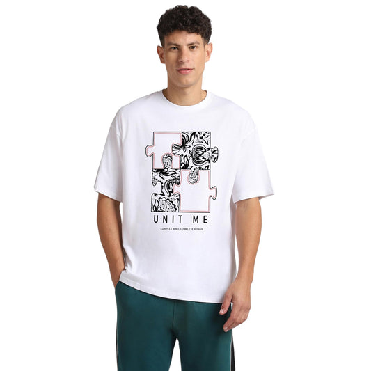 Nobero MenS Solid Oversized Fit T-Shirt (1M-Twrt-C0726_White