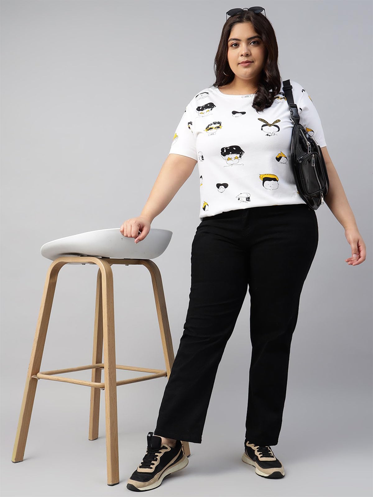 Juneberry 100% Pure Cotton Oversized Loose Baggy Fit Drop Shoulder Graphic Printed Plus Size T-Shirt Combo For Women (Pack Of 2)