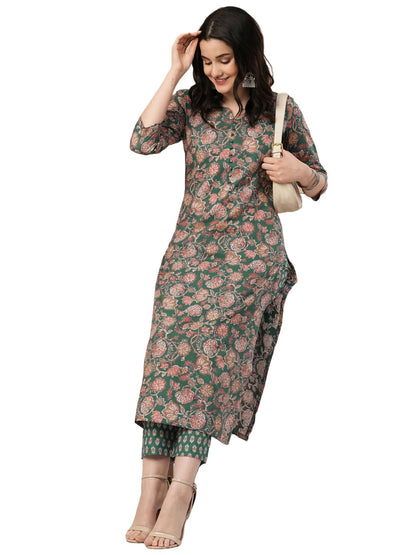 ANNI DESIGNER Women Cotton Blend Regular Kurta with Pant