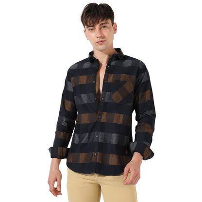 Campus Sutra Mens Multicolour Checkered Collared Button Up Shirt for Casual Wear | Shirt Crafted with Regular Sleeve, Comfort F