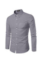 Mildin MenS Regular Cotton Blend Grey Slim Fit Solid Button Down Spread Collar Full Sleeve Curved Hemline Formal Shirt With One