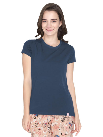 Lyra Women Solid Round Neck Tshirt