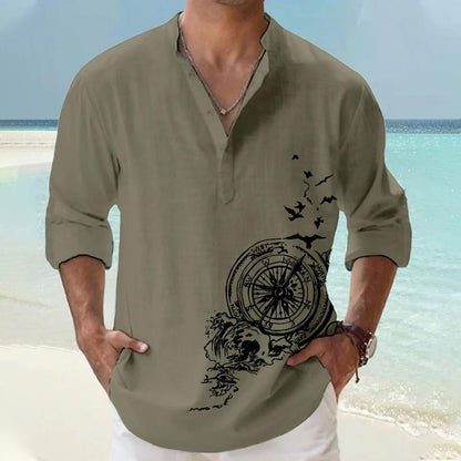 Deemoon MenS Cotton Blend Mandarin Collar Self One Design Full Sleeve Casual Short Kurta