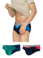 XYXX Mens Underwear Dualist IntelliSoft Antimicrobial Micro Modal Brief Pack of 3 (Black Iris & Brilliant Blue ; Black Iris & T