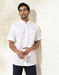 Fabindia White Cotton Linen Dobby Regular Shirt