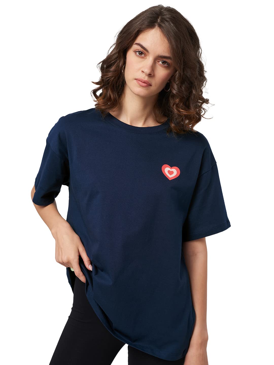 The Souled Store|Official Powerpuff Girls: Spice Navy Women and Girl Oversized T-Shirts|Half| Loose fit Graphic Printed| 100% Co