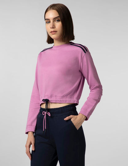 FYLTR Womens Round Neck Drop Shoulder Sweatshirt - Full Sleeve | Elasticated Waist & Cuff | Boxy Fit | Stripe Detailing