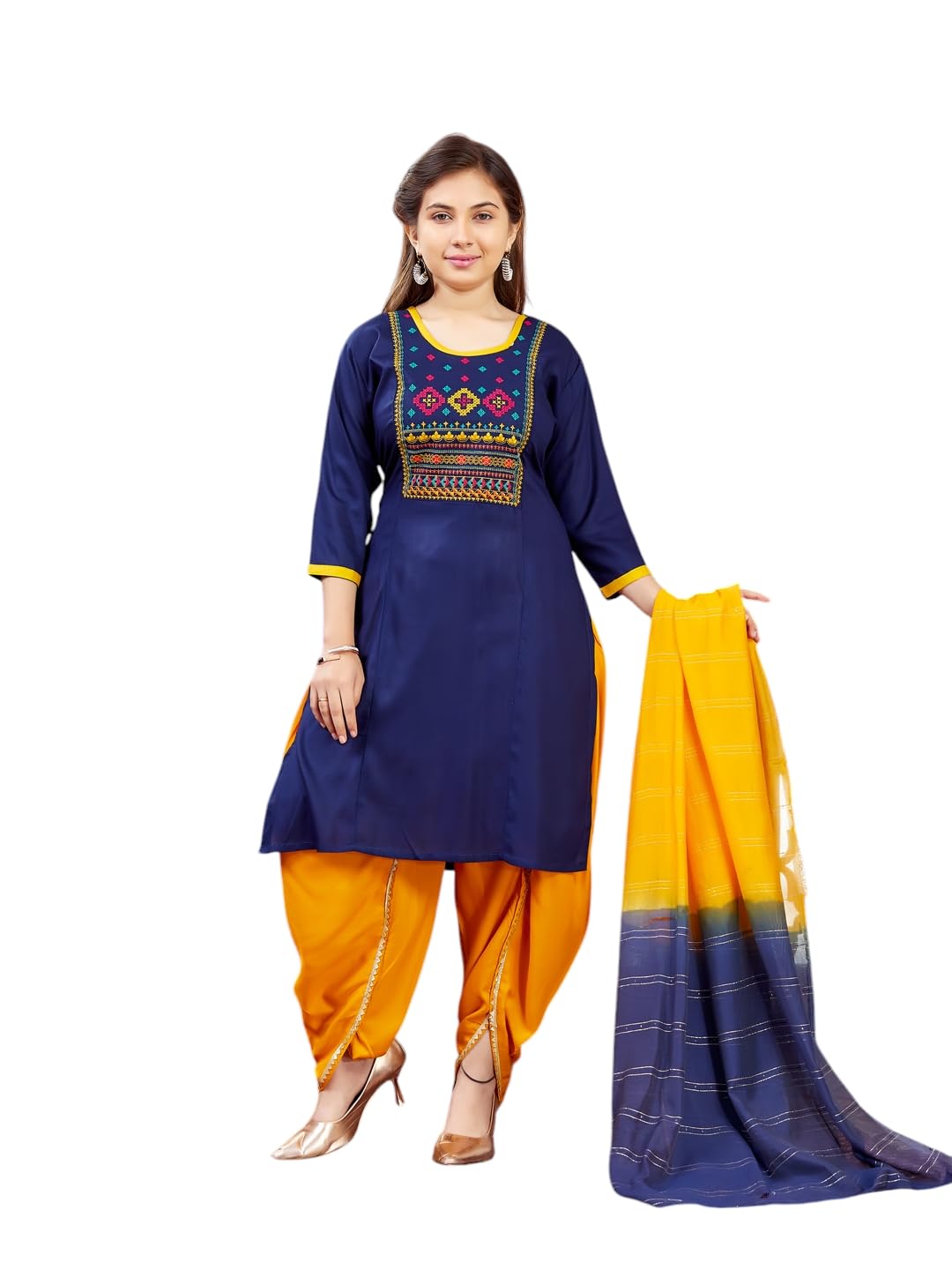 Aarika GirlS Cotton Regular Tunic Shirt (Kurti-H-3_Navy Blue_38)