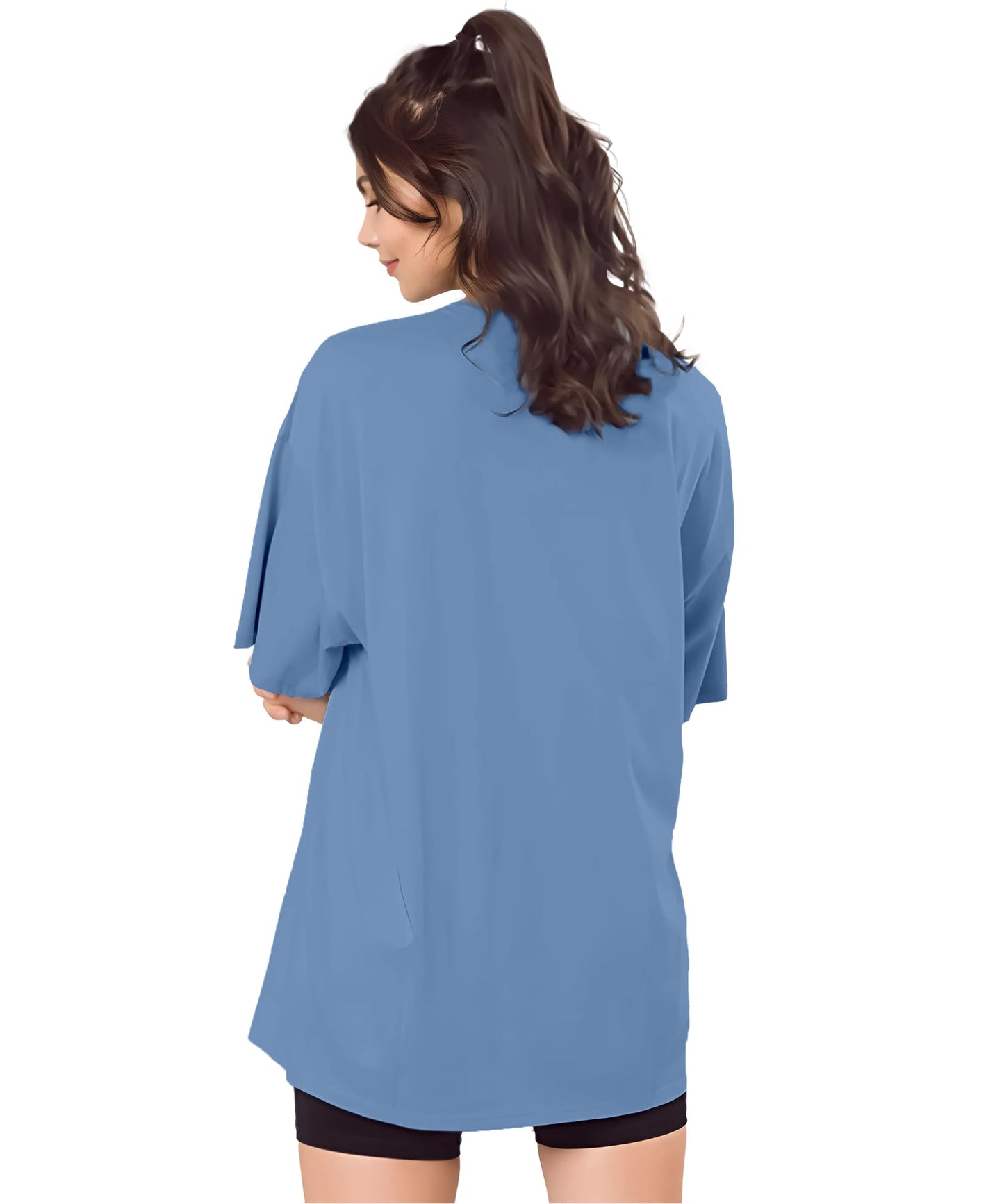 SHODOX Bio-Washed Anti Bacterial 100% Pure Cotton Womens Oversized Solid T-Shirt | Cozy Soft, Less Wrinkles Loose Fit, Drop Shou