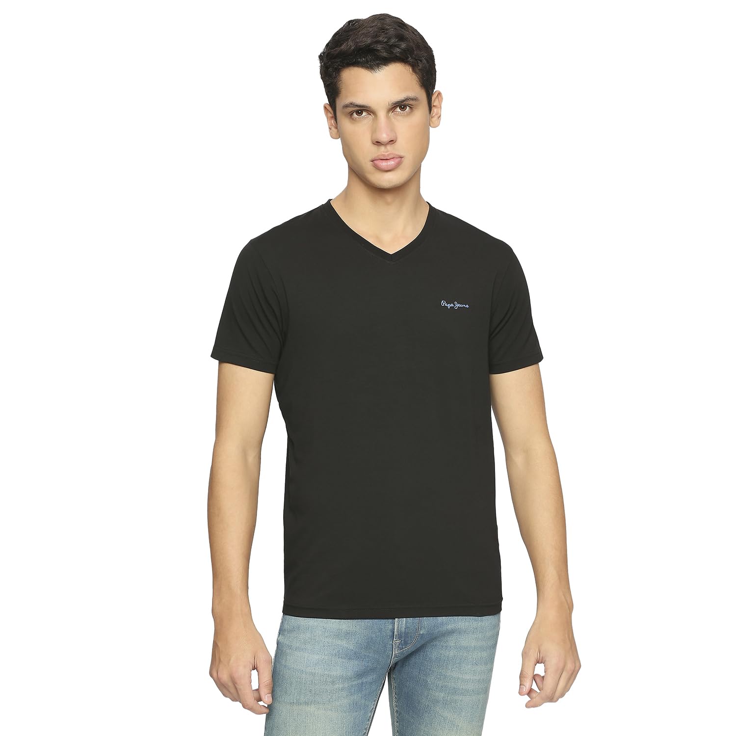 Black V Neck Short Sleeve T-Shirt