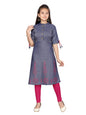 Aarika GirlS Cotton Regular Tunic Shirt (Dkurti-K-42_Blue_32)