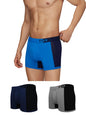 XYXX Mens Underwear Dualist IntelliSoft Antimicrobial Micro Modal Trunk Pack of 3 (Steel Grey & Black;Black Iris & Black;Brilli