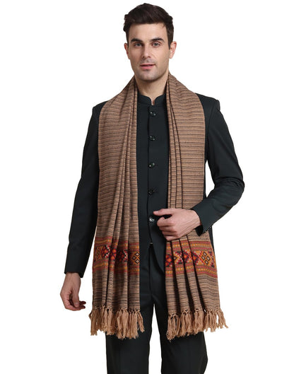 Weavers Villa Mens Acro Wool Blended Shawl - Handloom Woven Kullu Pattern - Stoles for Men - Gents Shawls - Soft & Warm Wrap -