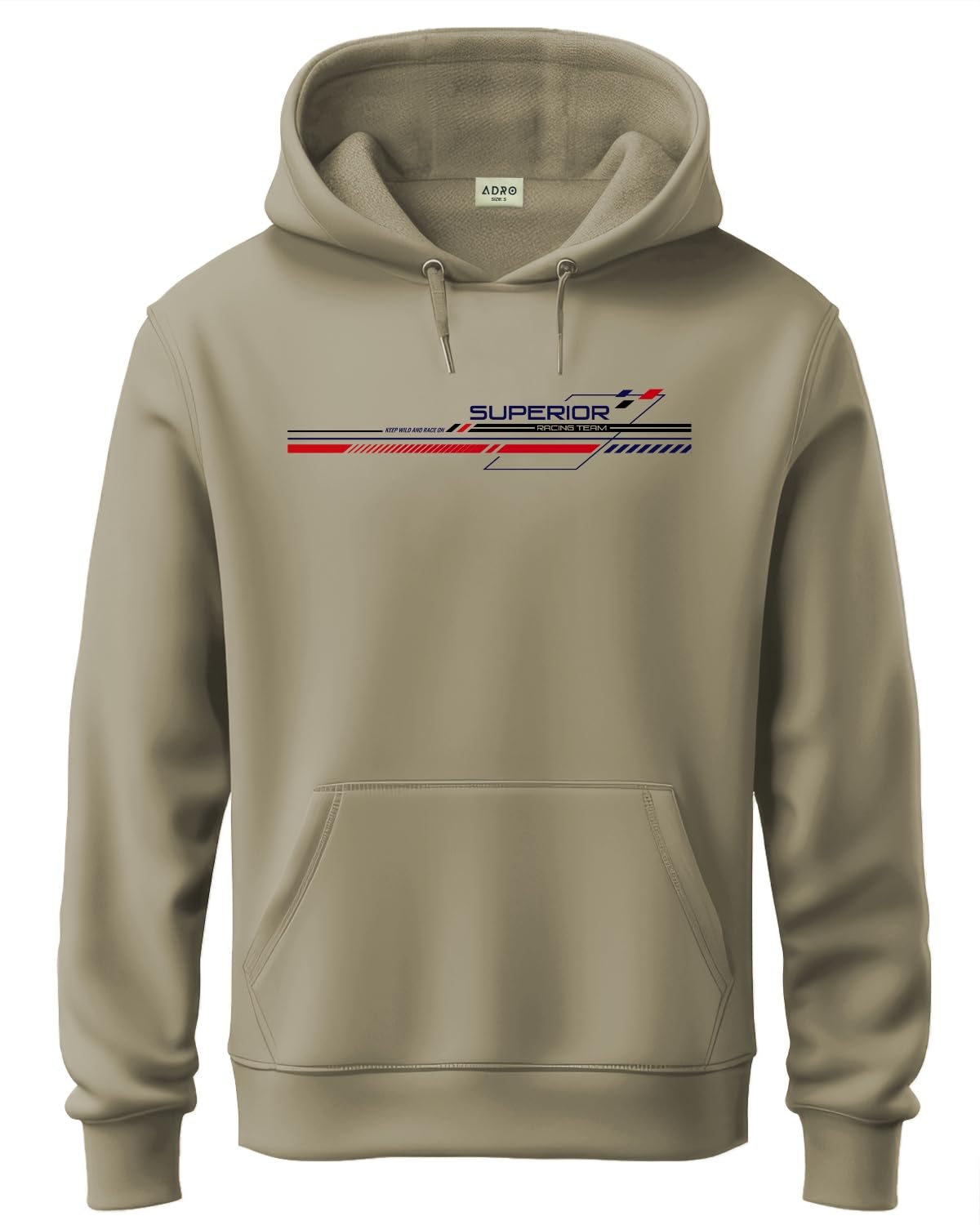 ADRO Mens Cotton Neck Hooded Sweatshirt (H24-M-RAC-BE_Beige
