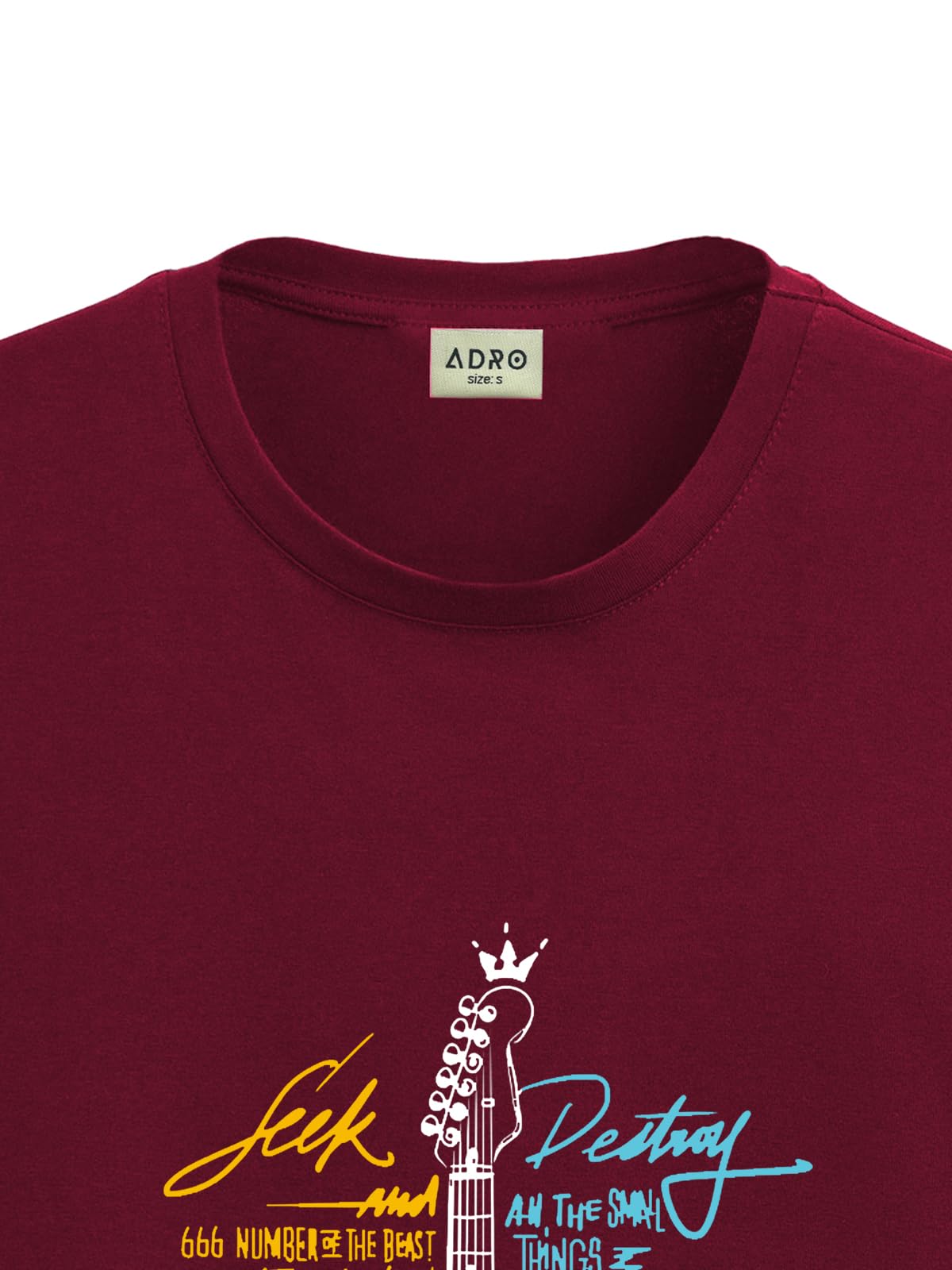 ADRO Guitar Design Printed T-Shirt for Men - 100% Cotton, Regular Fit, Soft Breathable Fabric | RN23-M-GTR-MR
