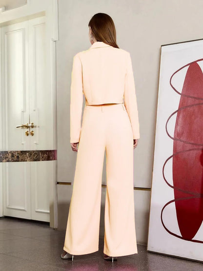 Kotty WomenS Solid Relaxed Fit Full Sleeve Co-Ord Blazer And Trouser Set.