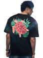 The Souled Store Break Free Turtle Men and Boys Short Sleeves Round Neck Black Puff Printed Cotton Oversized T-Shirts
