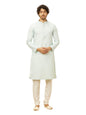Manyavar Mens Blue Art Silk Self Design Kurta Pyjama Set