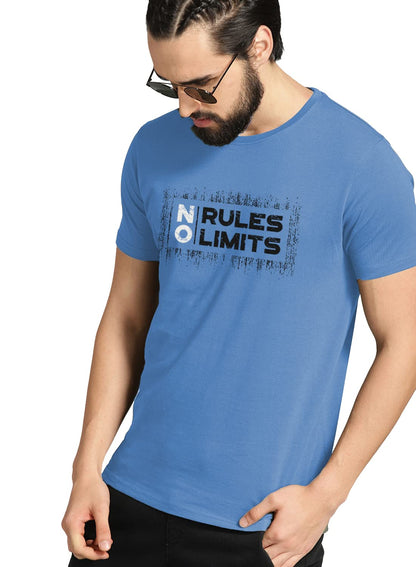 ADRO No Rules No Limits Mens Printed T-Shirt (RNR-M-LIM-SK_SkyBlue)