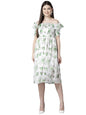 Aarika Womens White-Green Colour Georgette Floral Print Middi (MD-W-083-WHITE-GREEN-XXL)