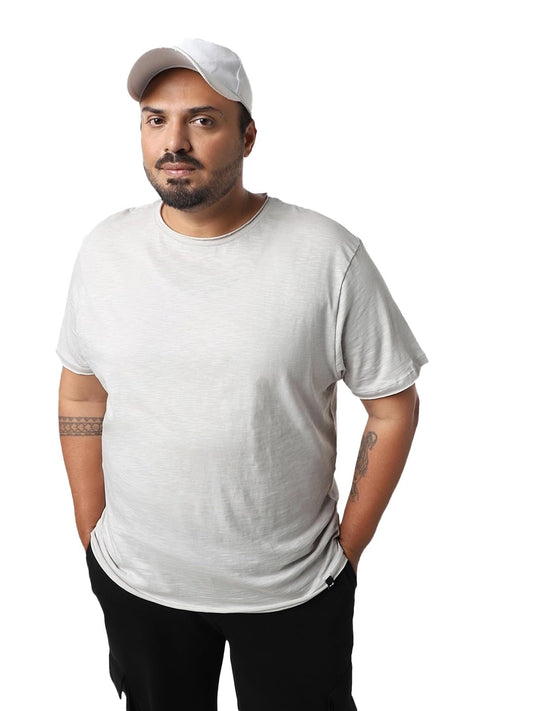 Bewakoof Air 1.0 Mens Solid Regular Fit Half Sleeve Round Neck 100% Cotton Plus Size T-Shirt_ 582835 Blue 3XL