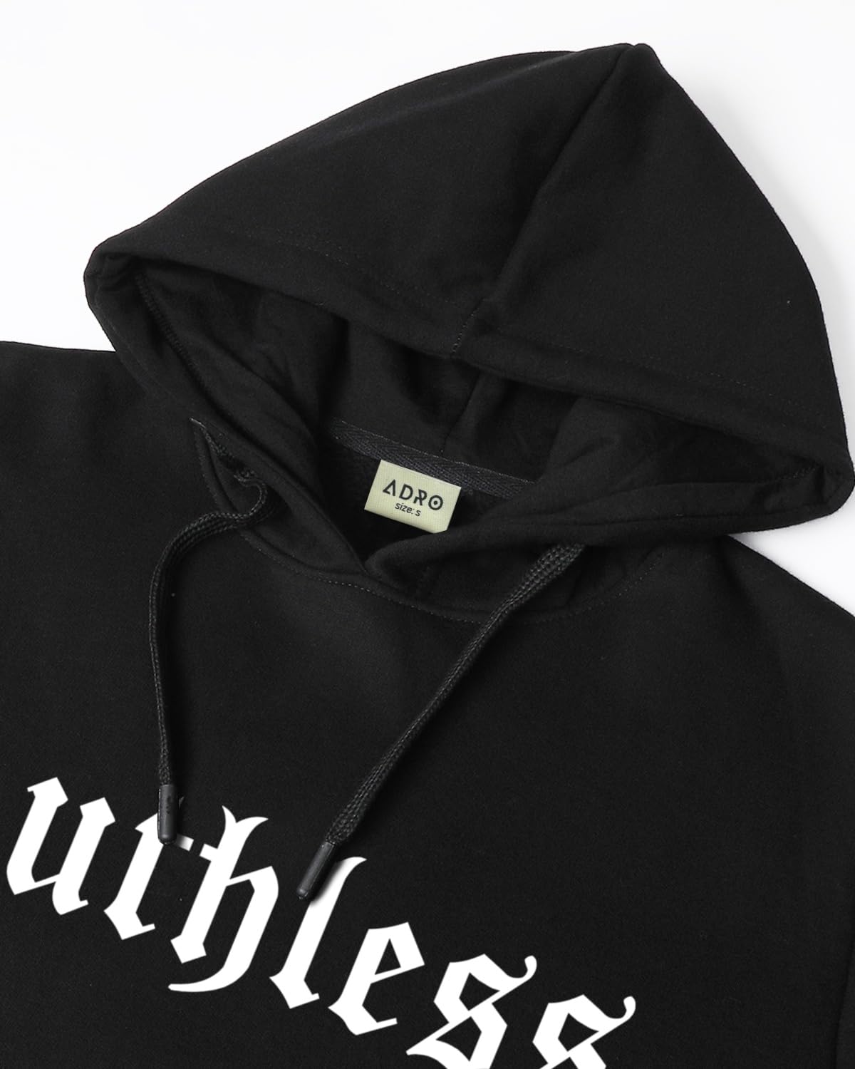 ADRO Men's Cotton Neck Hooded Sweatshirt (H24-RUTH-BL_Black