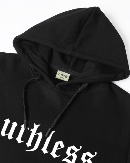 ADRO Men's Cotton Neck Hooded Sweatshirt (H24-RUTH-BL_Black