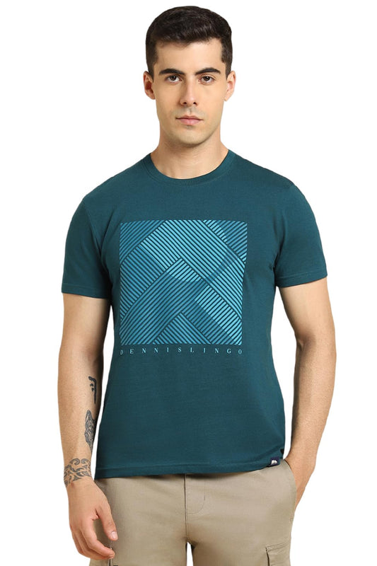 Dennis Lingo MenS Cotton Teal Solid T-Shirt