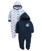 Bumzee Baby Boys Cotton Full Sleeves Pack Of 2 Hooded Sleepsuit Navy & White - New Born (Peb11022A-Nbl)
