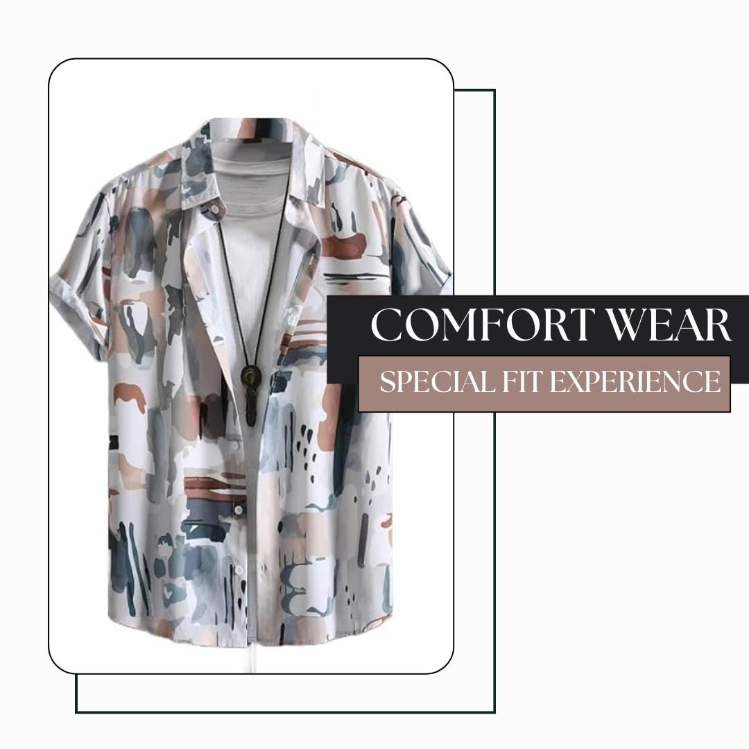 Funky Rich Regular Fit Shirt For Men | Half Sleeve Lycra Shirt | Casual Shirt For Men | Trendy Printed Shirt Design | Lycra Fabr