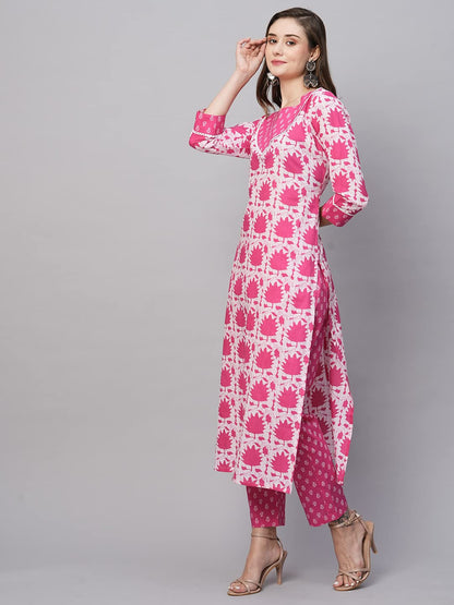 ANNI DESIGNER Women's Polycotton Kurta with Pant