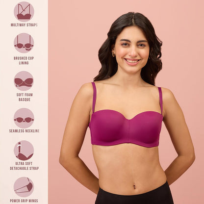 Nykd (Nyb027 Padded & Wired Ultimate Multiway Strapless Bra For Women | Anti Slip Bra With Seamless Neckline & Soft Detachable S