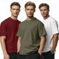 Nobero MenS Cotton Solid Regular Fit T Shirt (1M-Twts-R0008_Olive/White/Wine Red)