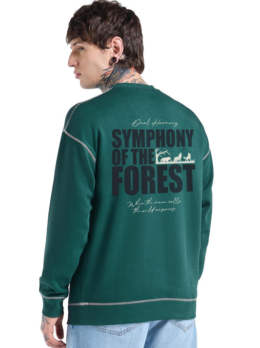 Bewakoof Heavy Duty 1.0 MenS Typography Oversized Fit Full Sleeve Round Neck Fleece Sweatshirt_694492_Green_S