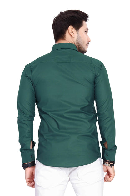 Rebelify MenS Cotton Shirt With Pockets Full Sleeves Spread Collar Solid Pattern Botton Down Closure Regular Fit And Standard L