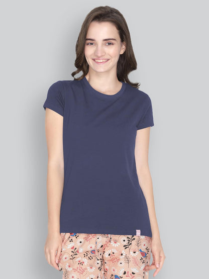 Lyra Women Solid Round Neck Tshirt