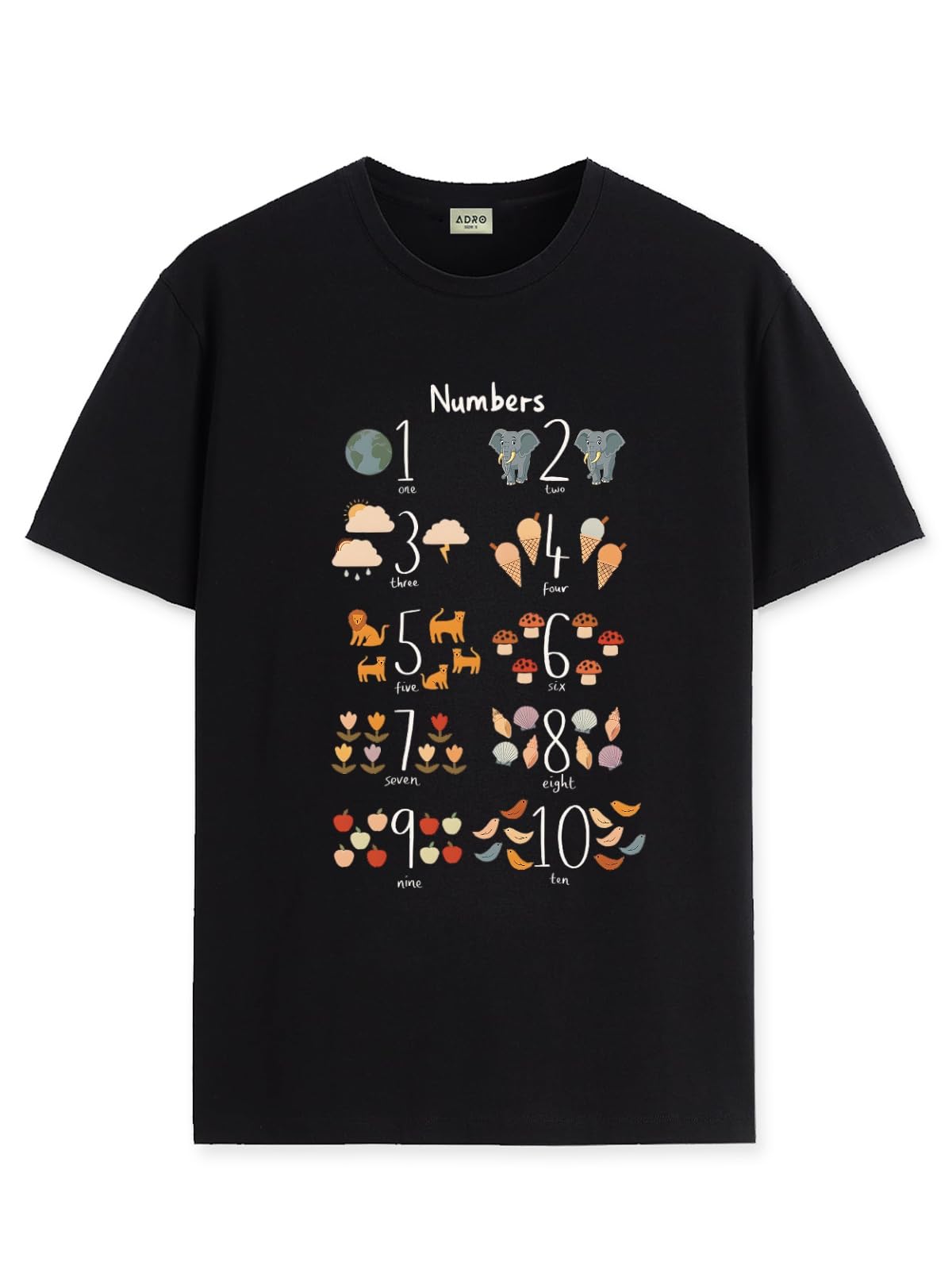 ADRO T Shirts for Boys & Girls || Learning Numbers Printed T-Shirt || Ages 3-14 || 100% Cotton Round Neck Tshirt for Boys & Girl