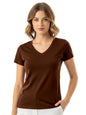 Juneberry Women Solid V Neck Pure Cotton T-Shirt