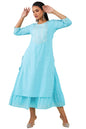 Soch Women Turquoise Cotton Embroidered Dress Kurta