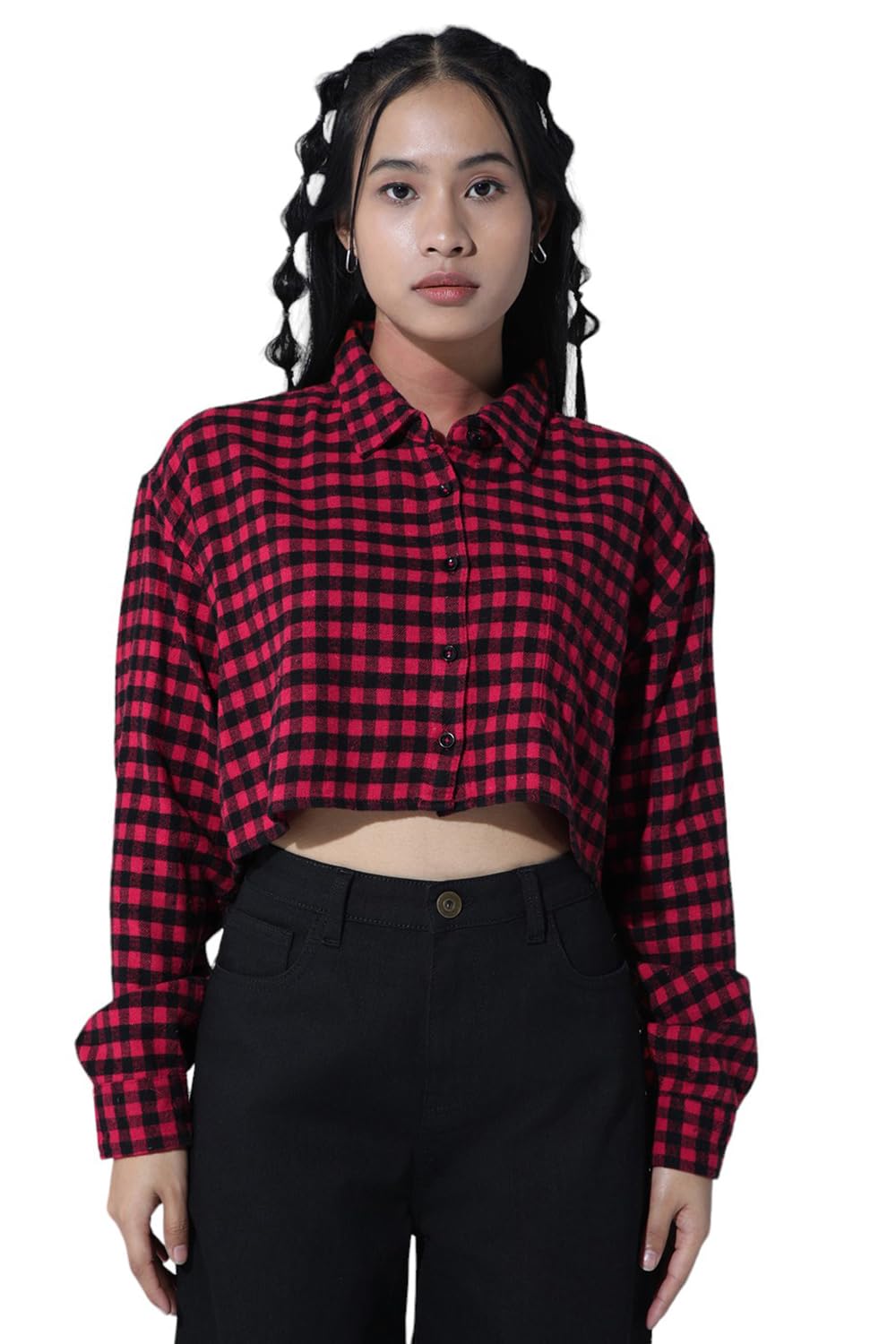 Hubberholme Women Multi Smart Casual Oversized Spread Collar Long Sleeves Shirt