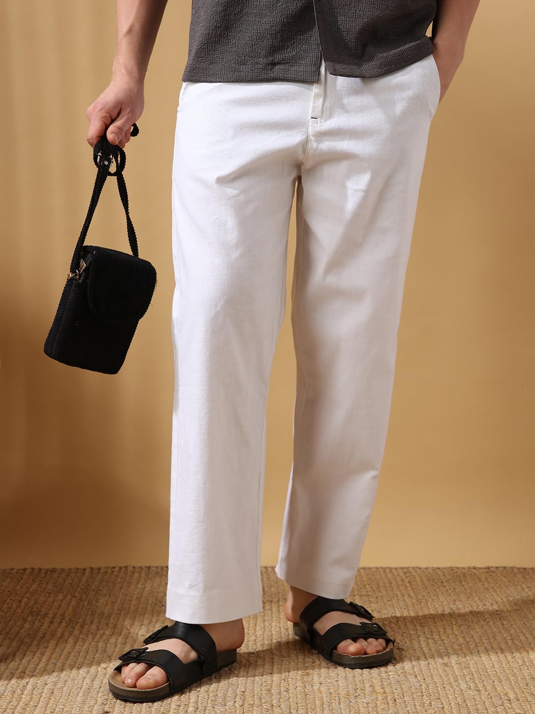 Dennis Lingo Men White Solid Relaxed fit Trousers